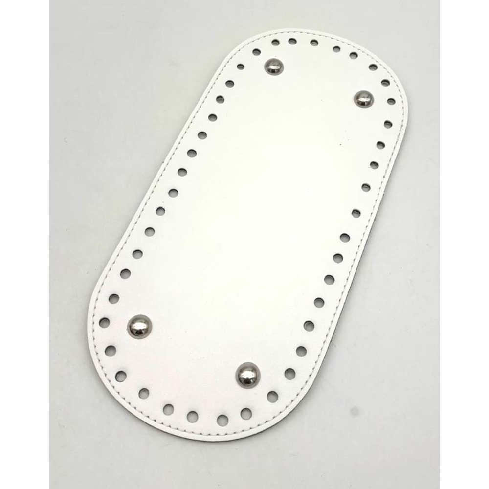 Çanta Aksesuar Suni Deri Beyaz Renk Oval Taban 25X12 Cm Silvery Metalli