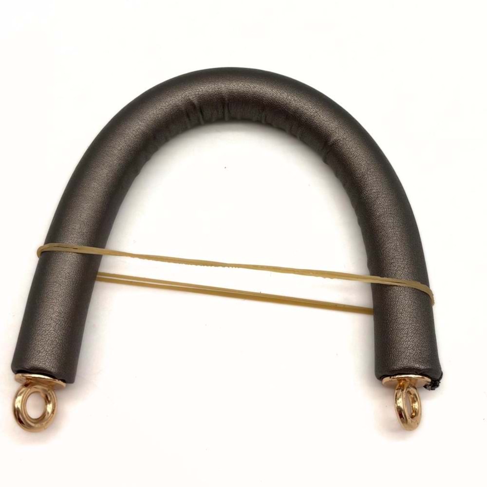 Çanta Aksesuar 27 cm Rulo Model Suni Deri Parlak Gri Çanta Sapı Light Gold Metalli