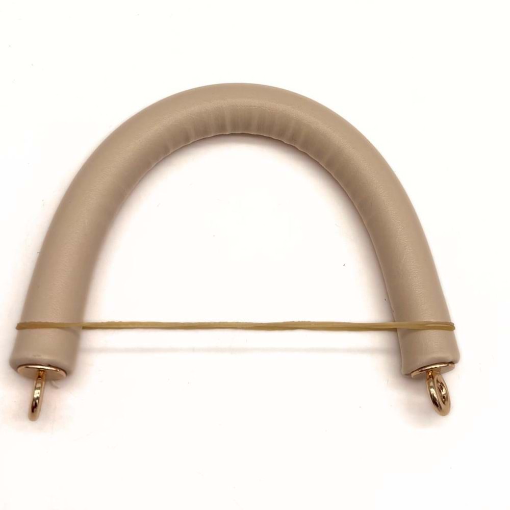 Çanta Aksesuar 27 cm Rulo Model Suni Deri Krem Çanta Sapı Light Gold Metalli