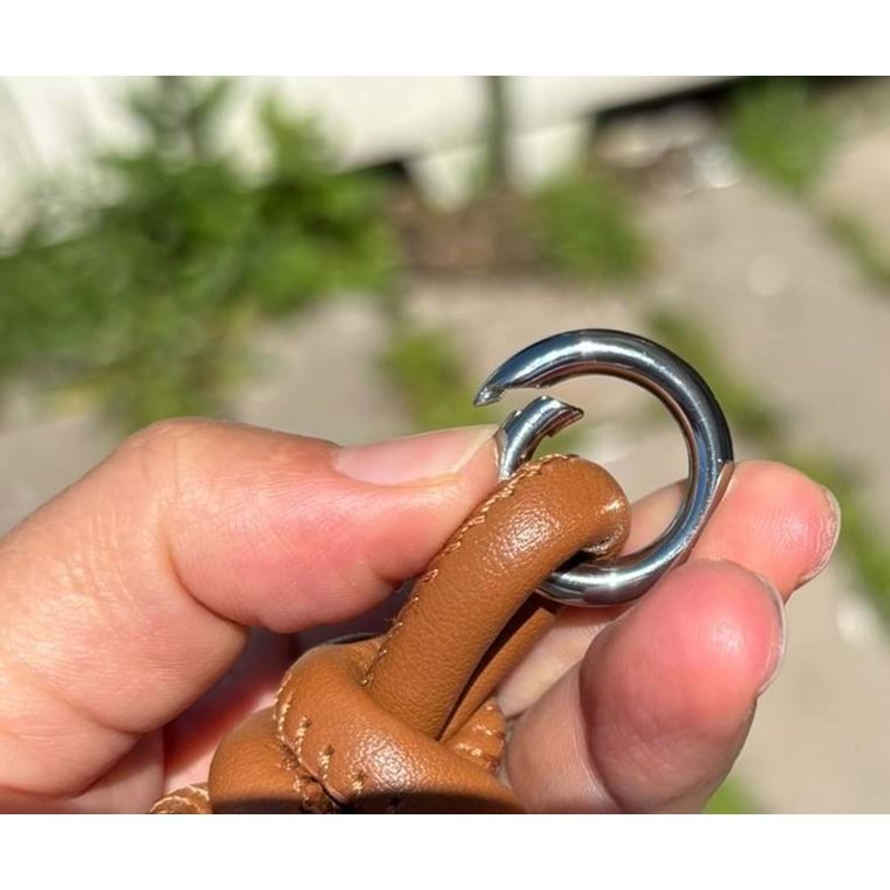 Çanta Aksesuar Suni Deri 45 Cm Düğüm Model Çanta Sapı Taba Gümüş Metal