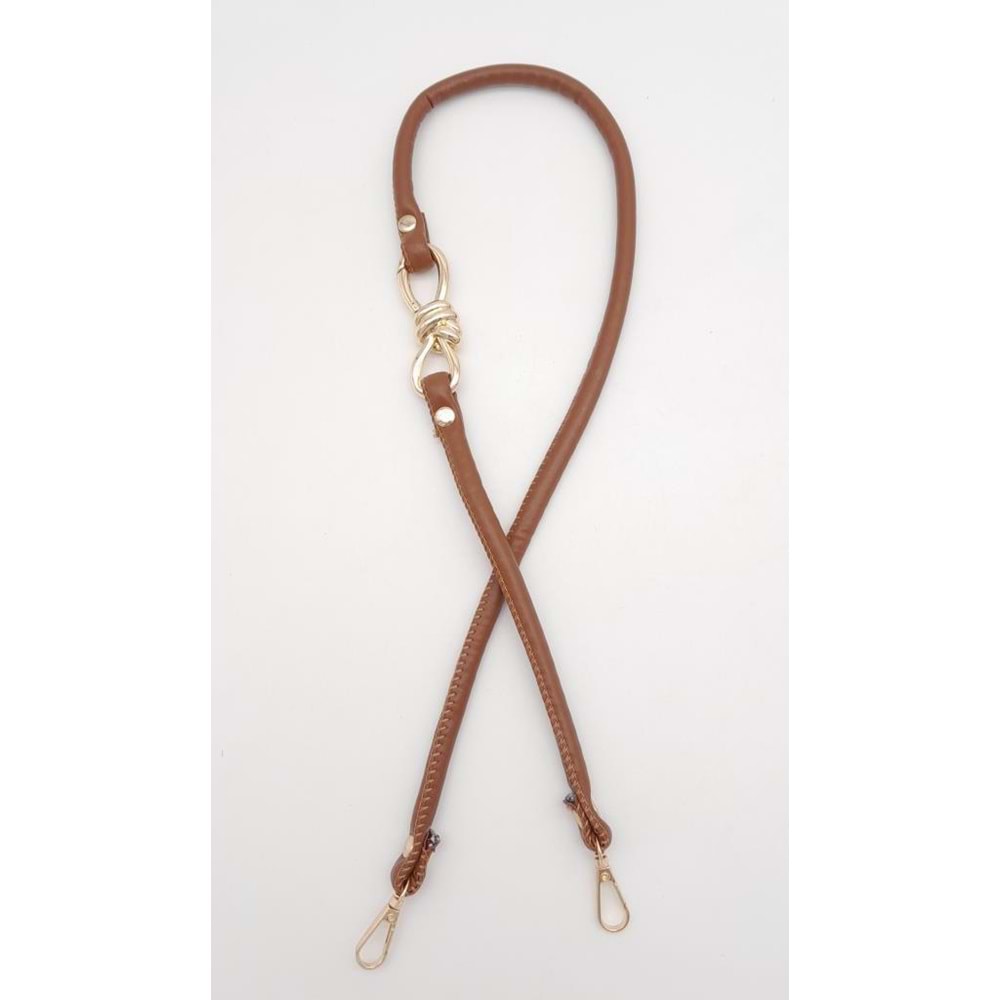 Çanta Aksesuar Taba 10 mm Suni Deri İpli Düğüm Model 85 cm Çanta Sapı Light Gold Metalli