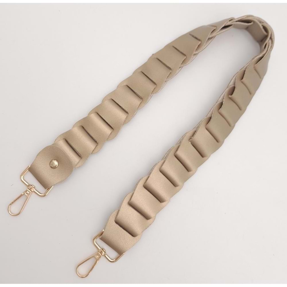 Çanta Aksesuar 62 cm Yassı Örgü Model Suni Deri Gold Renk Çanta Sapı Light Gold Metalli