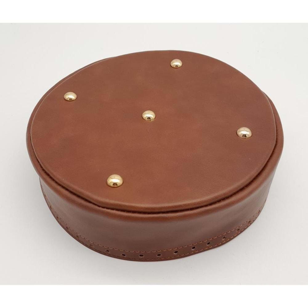 Çanta Aksesuar Taba Suni Deri 22 cm Yuvarlak Yüksek Çanta Tabanı Light Gold Metalli