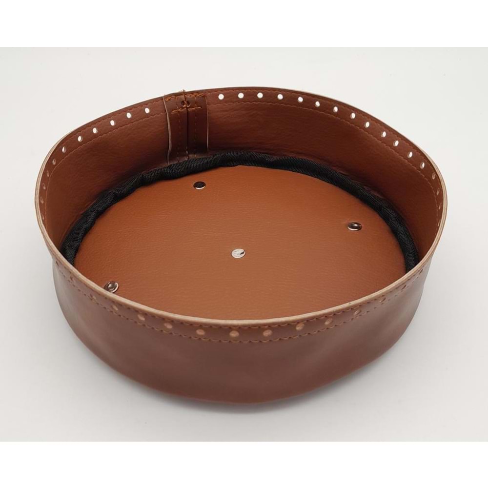 Çanta Aksesuar Taba Suni Deri 22 cm Yuvarlak Yüksek Çanta Tabanı Gümüş Metalli