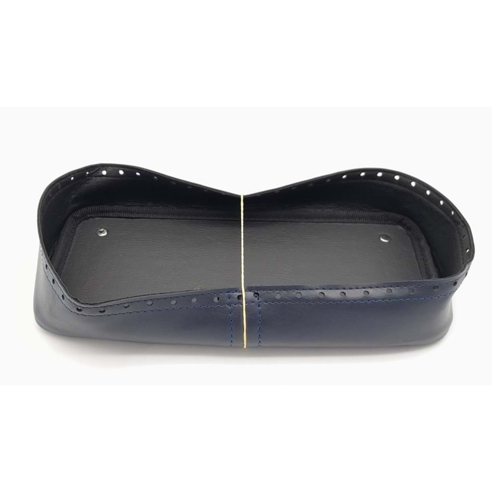 Çanta Aksesuar Lacivert Suni Deri 28x13 cm Yüksek Çanta Tabanı Gümüş Metalli