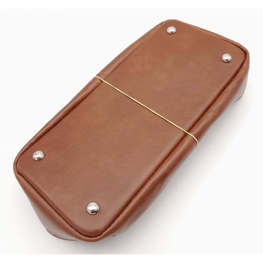 Çanta Aksesuar Taba Suni Deri 28x13 cm Yüksek Çanta Tabanı Gümüş Metalli