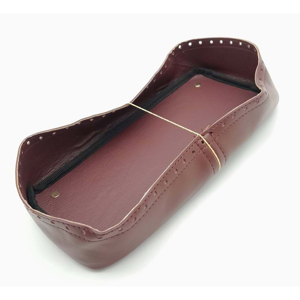 Çanta Aksesuar Bordo Suni Deri 28x13 cm Yüksek Çanta Tabanı Light Gold Metalli