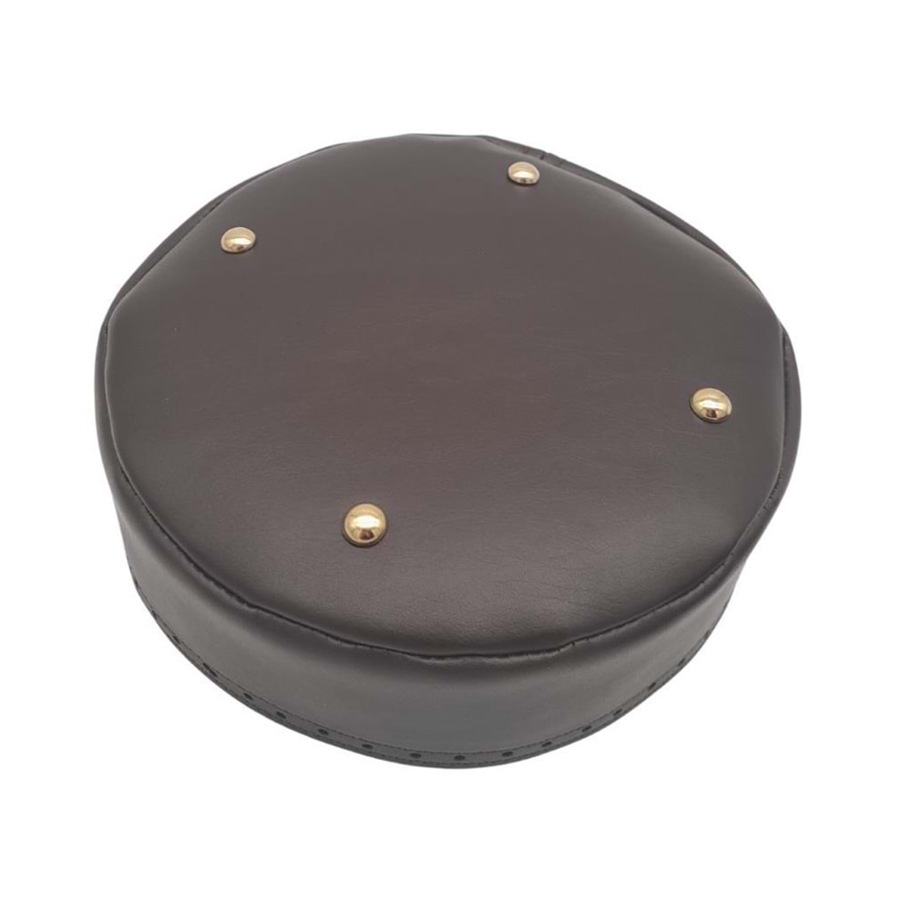 Çanta Aksesuar Suni Deri 22 cm Yuvarlak Yüksek Çanta Tabanı Koyu Kahverengi Light Gold Metalli