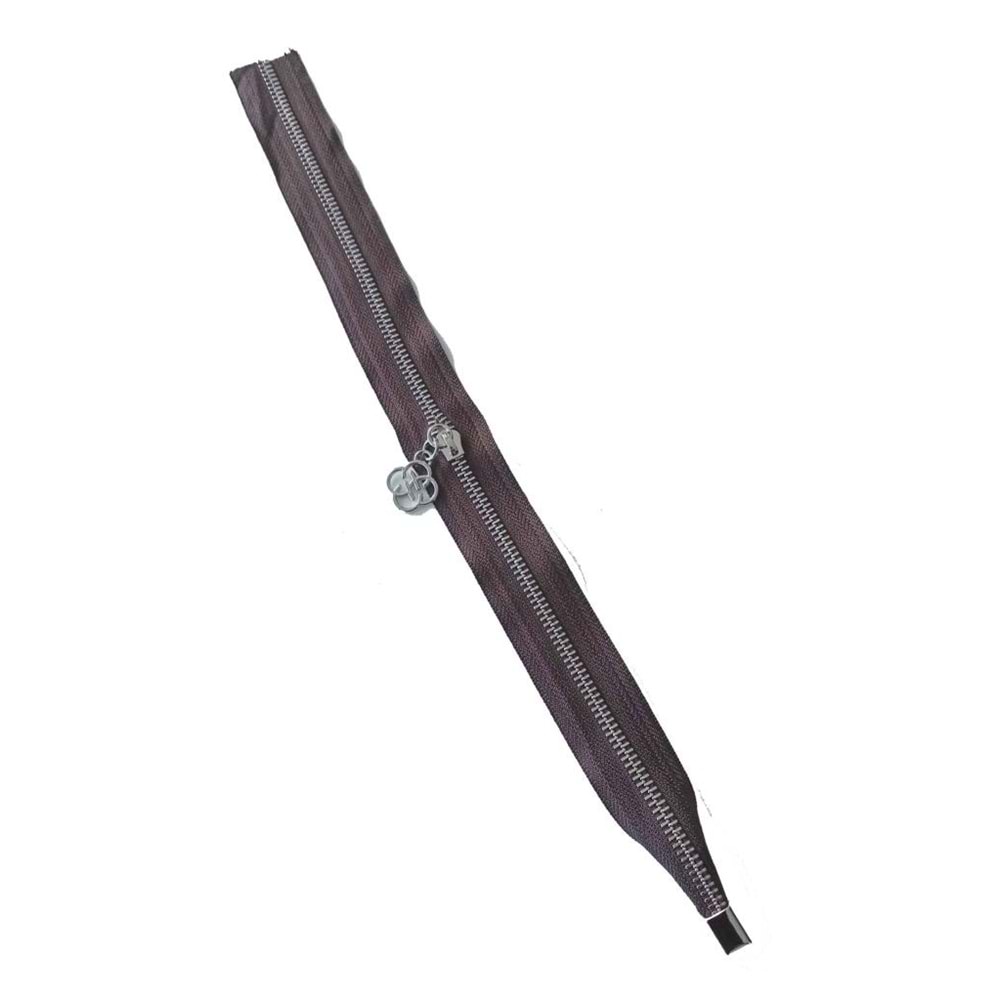 Çanta Aksesuar Tek Stoplu 45 Cm Fermuar Gümüş Metal Kahverengi Renk