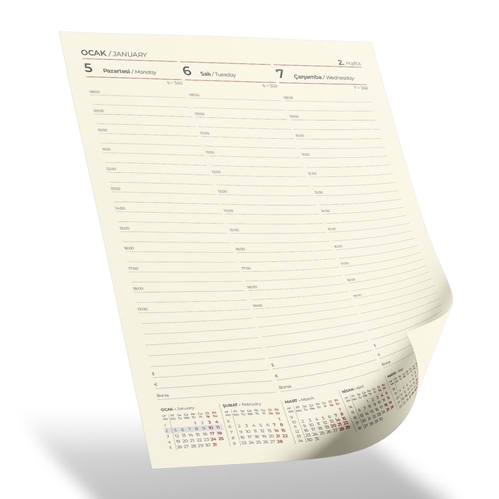 İNCİRLİ SİYAH TARİHLİ HAFTALIK AJANDA (20x28 CM)