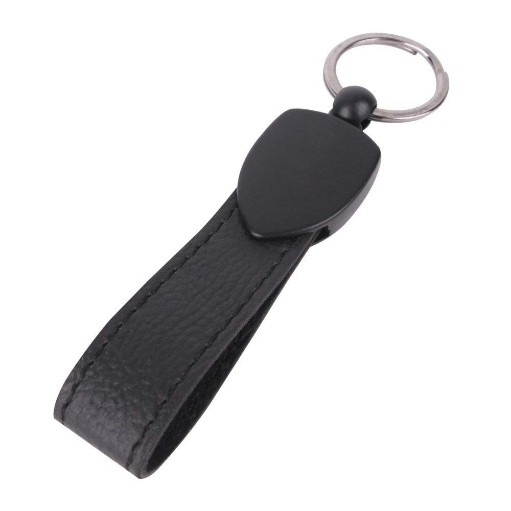 DÜZPELİT SİYAH METAL - DERİ ANAHTARLIK