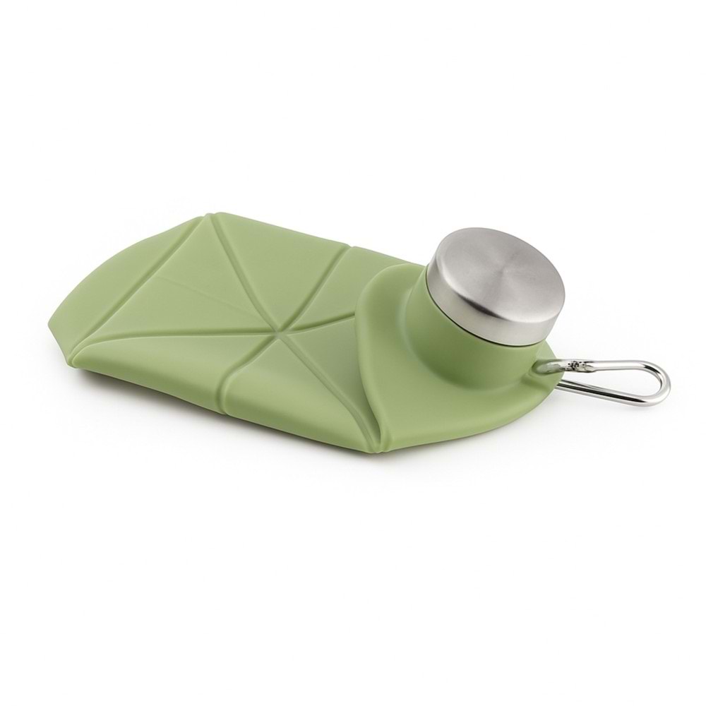 AYDENİZ YEŞİL 700 ML KATLANABİLİR SİLİKON MATARA