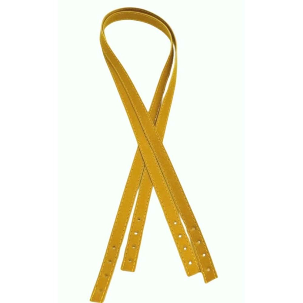 Çanta Aksesuar Slim Model 70x1.2 cm Suni Deri Hardal Sarı Renk Çift Çanta Sapı