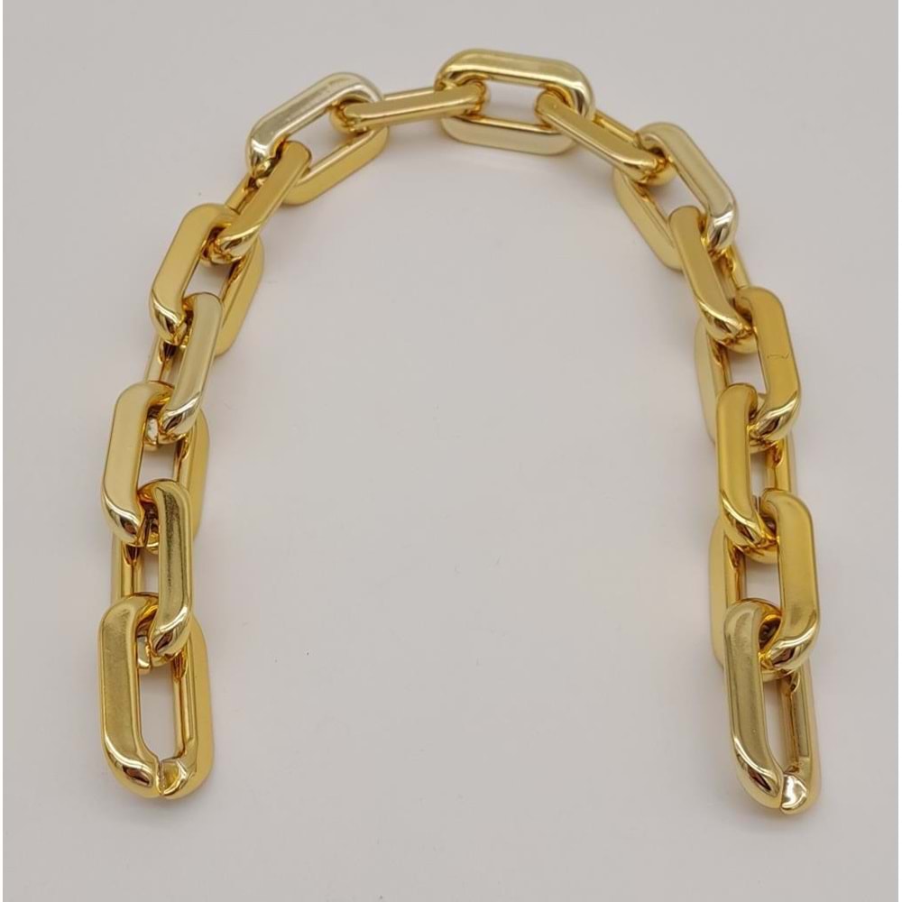 Çanta Aksesuar 40 cm Metal Görünümlü Oval Light Gold Renk Akrilik Zincir