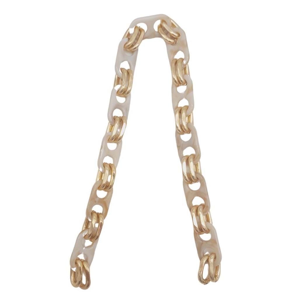 Çanta Aksesuar Akrilik Zincir 42 cm Bej Renk Light Gold Metalli