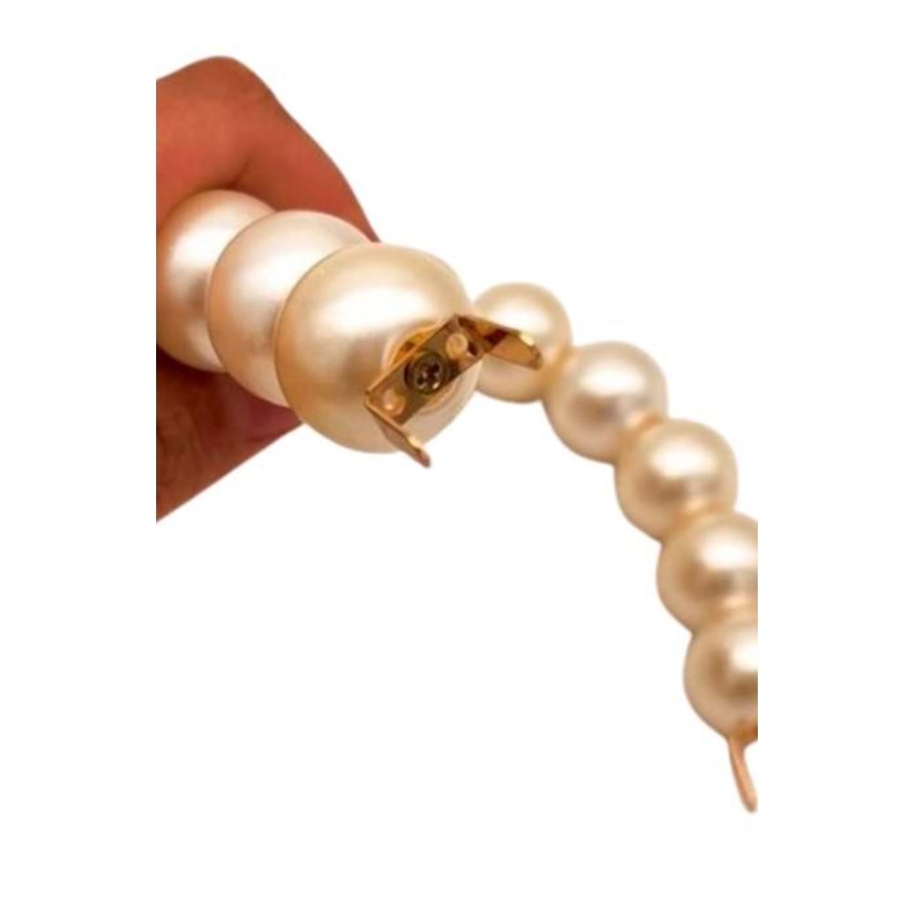 Çanta Aksesuar Kancalı Büyük İncili Çanta Sapı Light Gold Metalli