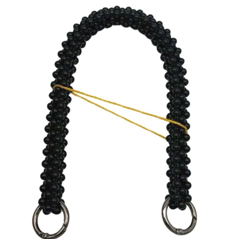 Çanta Aksesuar Siyah Renk 39 cm Boncuklu Çanta Sapı Füme Metalli