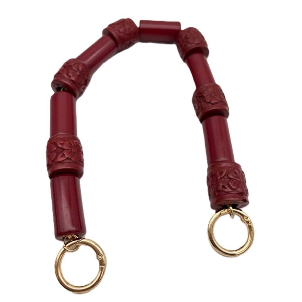 Çanta Aksesuar 41 Cm Bordo Renk Çanta Sapı Kancalı Light Gold Metalli