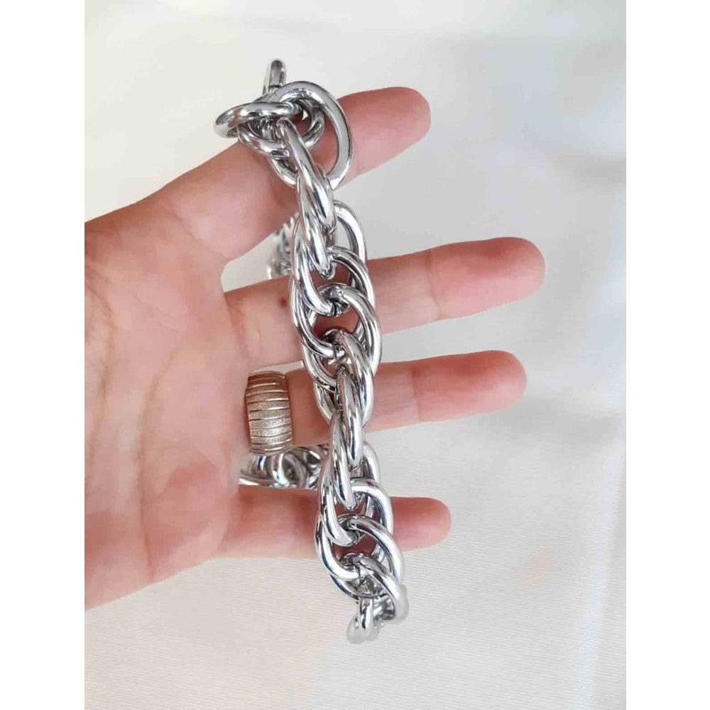 Çanta Aksesuar 35 Cm Çift Halka Döngülü Zincir Gümüş Renk
