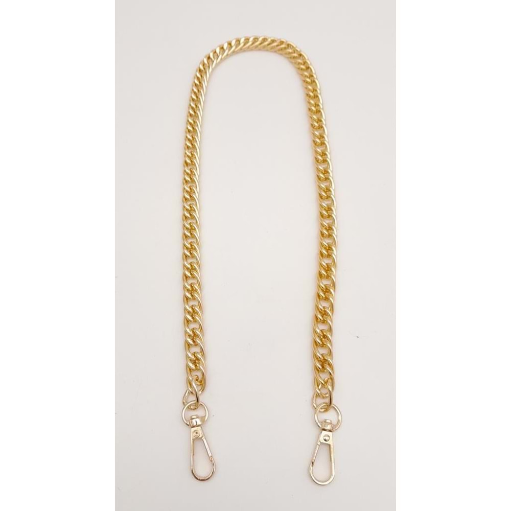 Çanta Aksesuar 60 cm Light Gold Renk Kancalı Çift Halkalı Çanta Zinciri