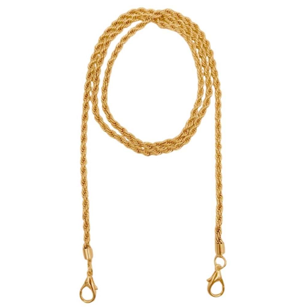 Çanta Aksesuar 120 cm Burgulu Light Gold Renk Kancalı Çanta Zinciri