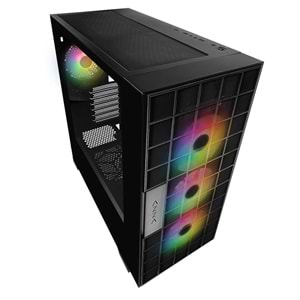 Rampage AZZA V2 Temperli Camlı Siyah 4-12CM ARGB Fan + Type-C ATX Mid-T Gaming Oyuncu Kasası