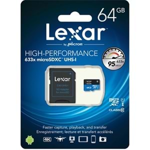 Lexar 64GB C10 A1 V30 U3 Hafıza Kartı + Adaptör