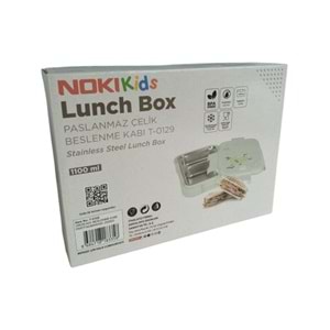 Noki Kids Paslanmaz Çelik Beslenme Kabı Çift Bölmeli Dikdörtgen 1100 Ml