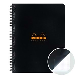 160x210 MM A5+Kareli Defter Siyah Kapak Yandan Spiralli 80 Yp 5 Li