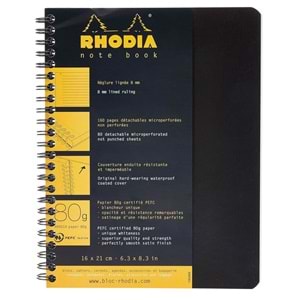 160x210 MM A5+Çizgili Defter Siyah Kapak Yandan Spiralli 80 Yp 5 Li