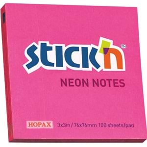 Hopax Stıckn Yapışkanlı Not Kağıdı 100 YP 76x76 Fosforlu Pembe HE21165 (1 Adet)