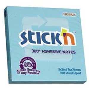 Hopax Stıckn Yapışkanlı Not Kağıdı 360° 100 YP 76x76 Mavi HE21553