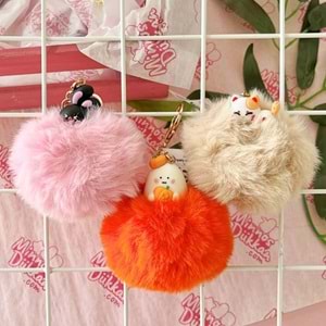 Gıpta Anahtarlık Cute Anımal Pompom 6 Renk 24 Lü