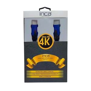 Inca IHH-01 HDMI To HDMI 1.8mt Örgülü 2160P ve 1080P FULL HD yüzde 100 Bakır malzeme