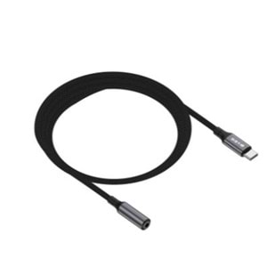 S-link Armor FC-01 15cm Type-C to F AUX Örgülü Metal Başlıklı Siyah Ses Kablosu