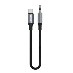 S-link Armor MC-01 1.2m Type-C to M AUX Örgülü Metal Başlıklı Siyah Ses Kablosu