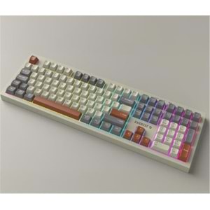 Everest KM-78 Rena Krem-Gri-Kahve Kablosuz 2.4 + BT RGB Aydınlatmalı Sessiz Q Klavye + Mouse Se