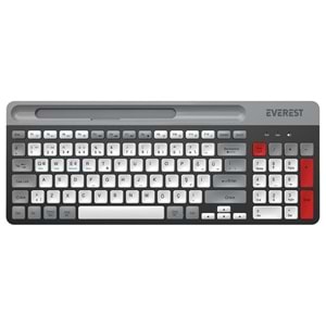 Everest KB-88 RUBY Beyaz-Gri 2.4G+BT1+BT2 Çoklu Cihaz Bağlantılı Q Kablosuz klavye