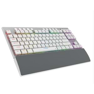 Rampage BERU Beyaz 2.4G + BT Wireless RED SWITCH Mekanik Gaming Oyuncu Klavye Slim RGB