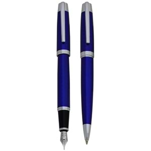 Steel Pen Takım Kalem Dolma+Tükenmez Carens Serisi Mavi 262
