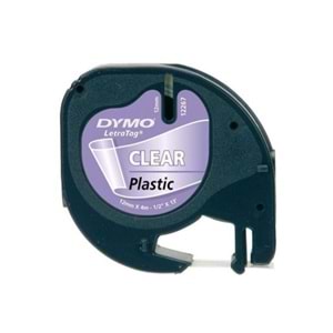 Dymo Letratag Şerit Plastik 12 MMx4 MT Şeffaf Üzerine Siyah 12267