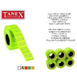 Tanex Fiyat Etiketi Çizgili 12x21 Fosforlu Sarı (1 Adet)