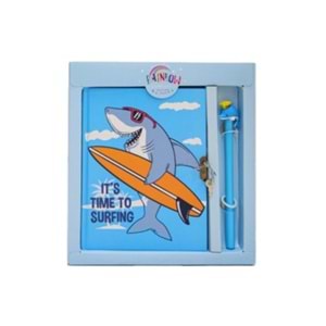 Unıck Color Hatıra Defteri Kilitli Shark Area Kalemli