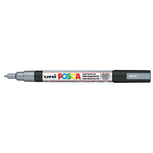 Uni-Ball Markör Boyama Posca Su Bazlı Poster 0.9-1.3 MM Gümüş PC-3M (1 Adet)