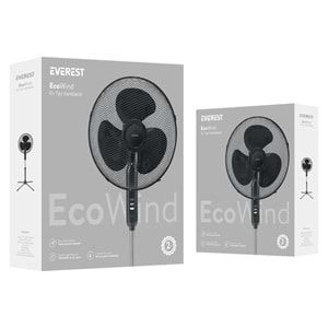 Everest FAN10 EcoWind Siyah Metal 3 Bıçaklı Vantilatör- Pervanesi 16 Maks 45W 3 Kademe 1100RPM
