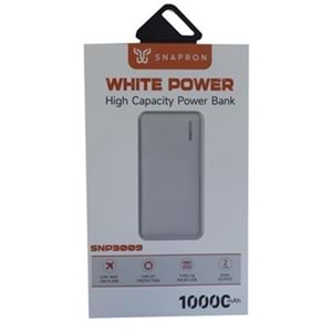 SnapMax SNP-3009 Beyaz 10.000 mah Powerbank 2x USB Çıkışlı 1 Type-C ve 1 Micro Girişli