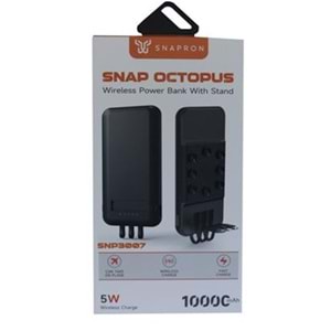 SnapMax SNP-3007 10.000 mah Siyah Vantuzlu Kablosuz ve 3in1 Kablolu Powerbank