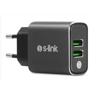 S-link SW-EHT36M 2 USB, 3.1A Metal Ev Sarj Cihazı ve Type-C Data + Sarj Kablosu