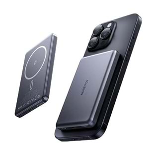 MCDODO MC-4641 20W 5000mAh Metal Ultra İnce Manyetik Kablosuz Power Bank Siyah