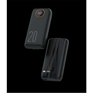 Snapron SNP-3013 20.000 Mah LCD Ekran Dahili Kablolu 22.5w Hızlı Şarj Powerbank